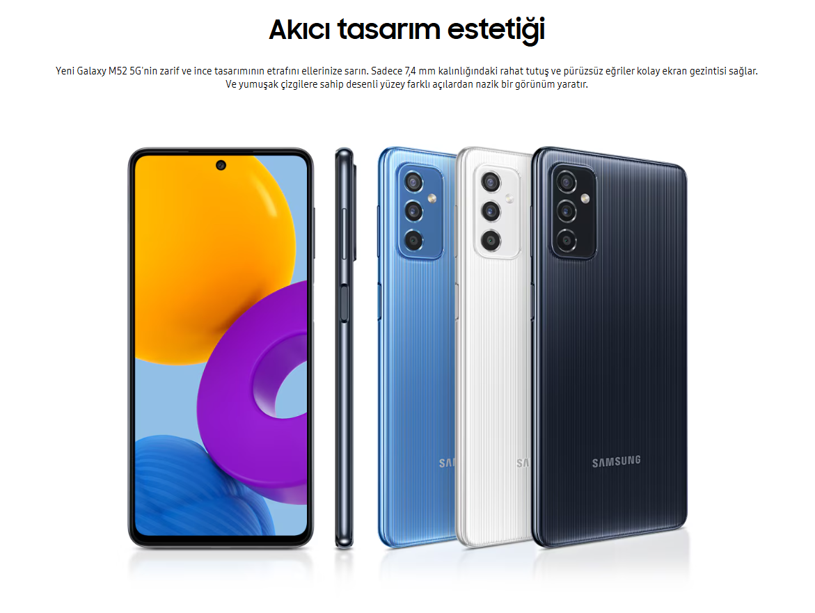 Yenilenmiş Samsung Galaxy M52 5G Tasarım